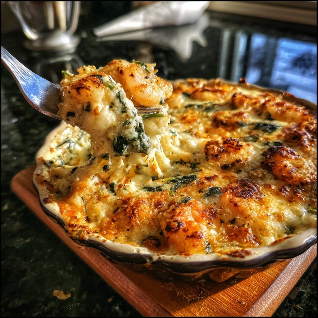 Shrimp Spinach Alfredo Bake