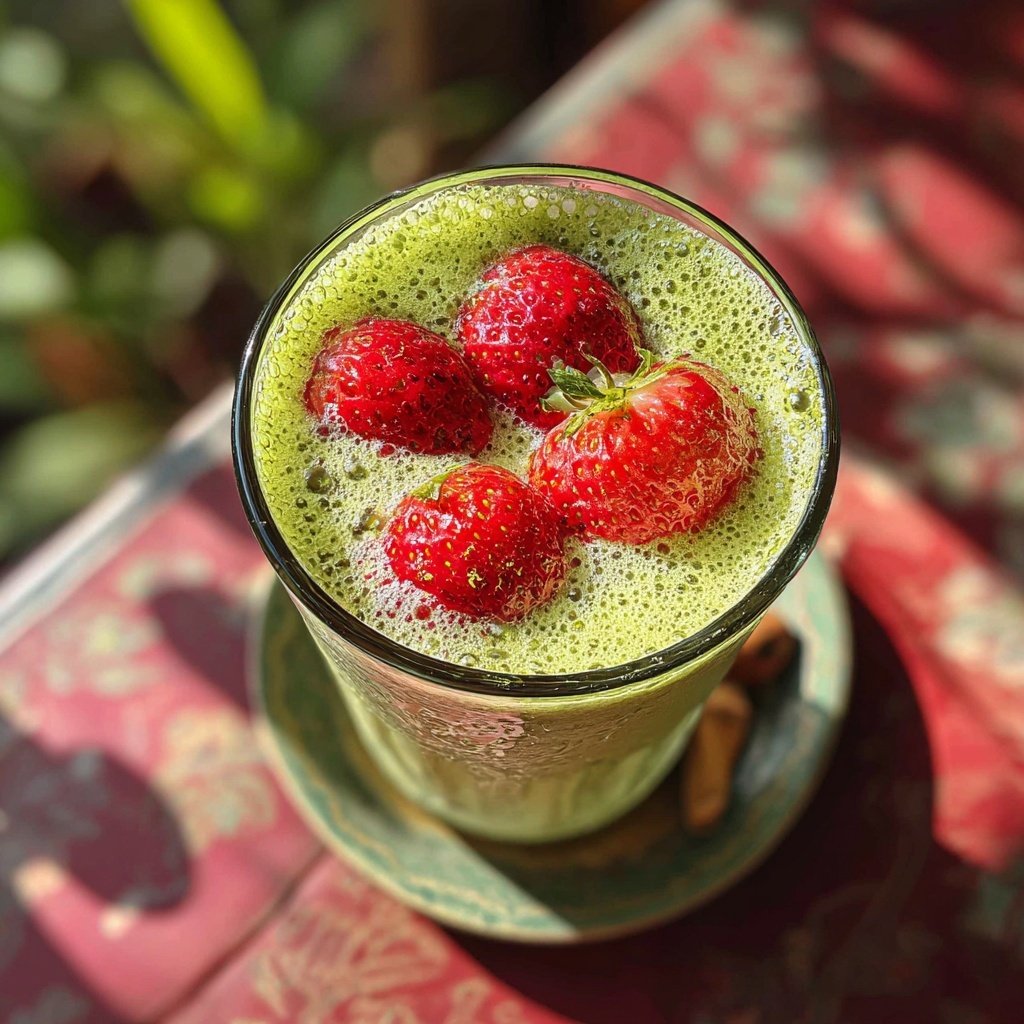 Cold Strawberry Matcha Drink