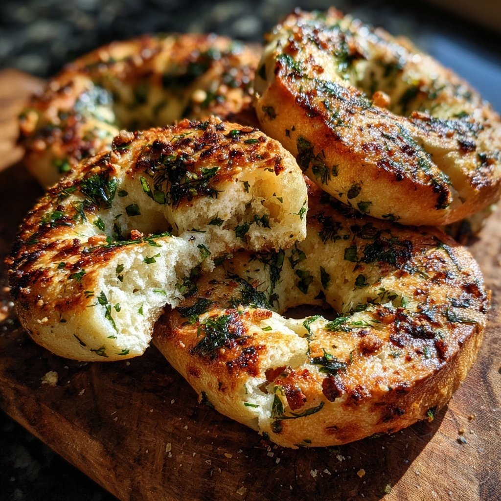 Skillet Yogurt Bagels With Herbs