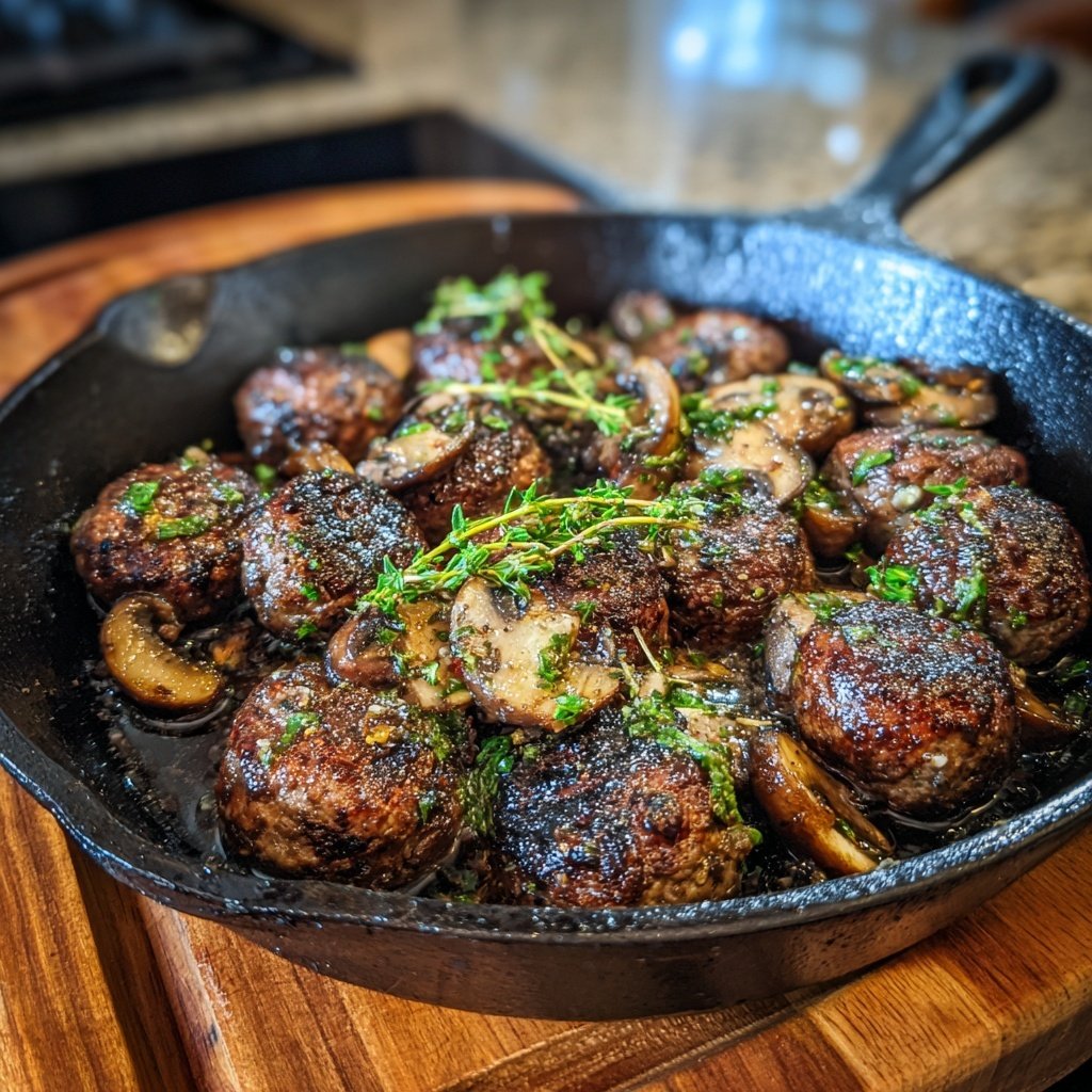 Hamburger Meat And Mushroom Skillet