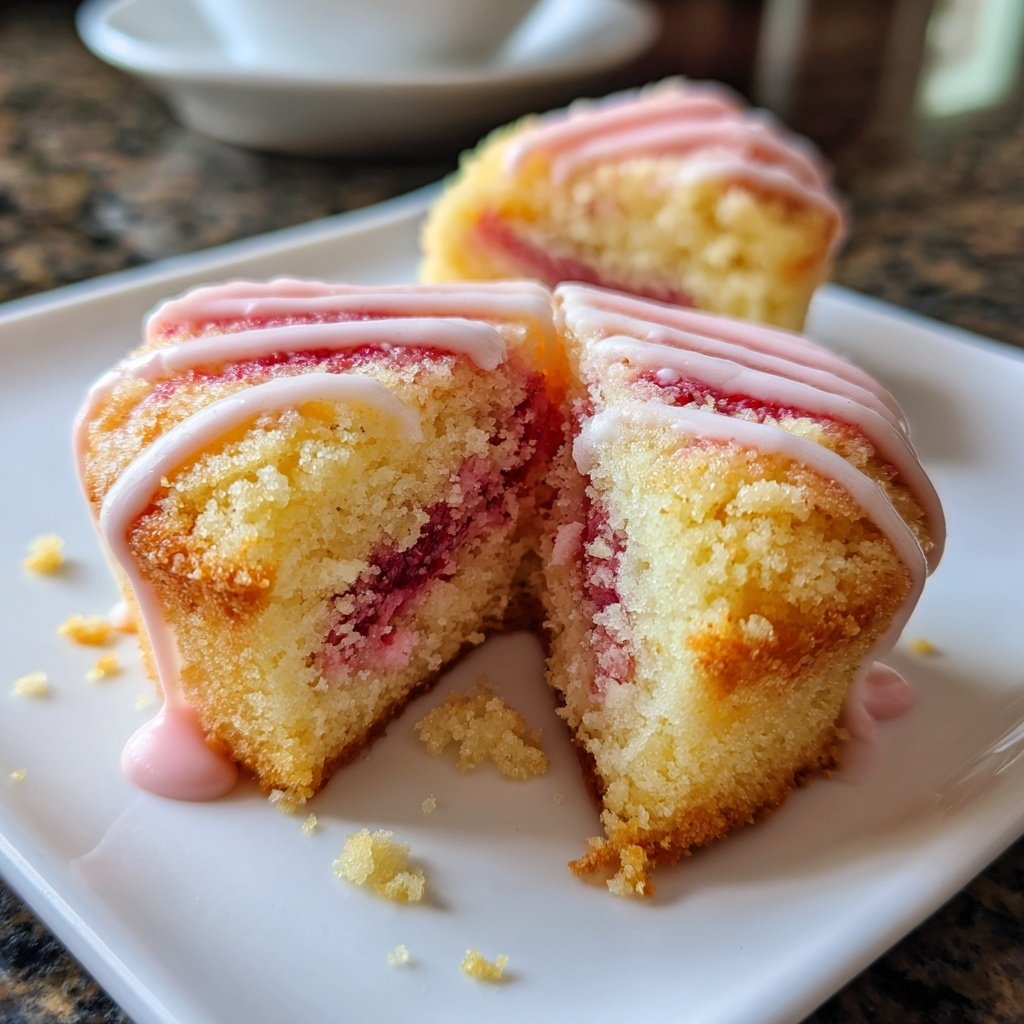 Mini Heart Cake with Vanilla Strawberry Marble