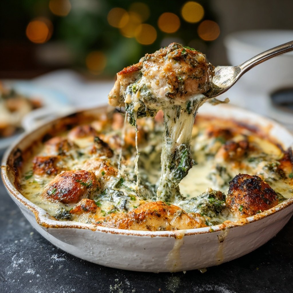 Creamy Spinach Garlic Chicken Bake