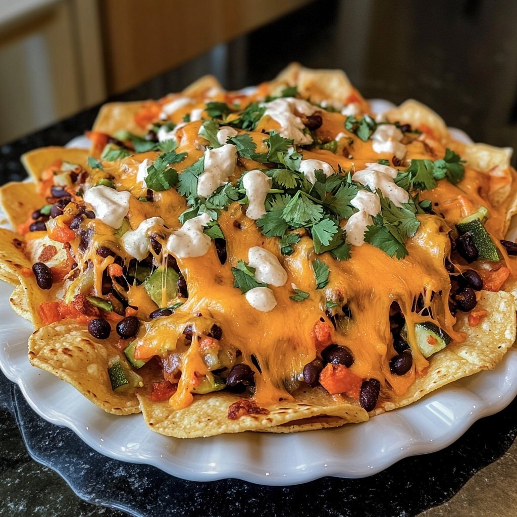 Super Bowl Appetizer Baked Veggie Nachos
