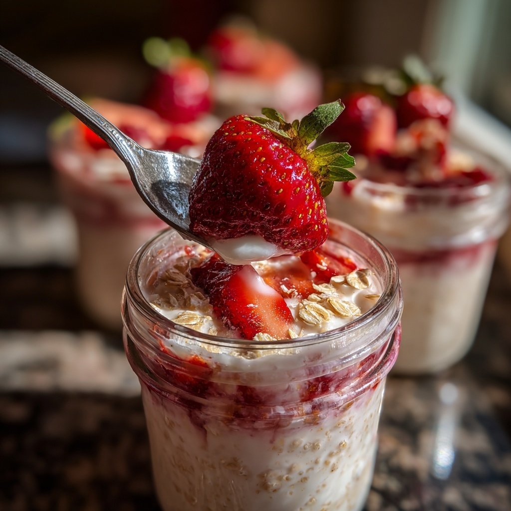 Strawberry Yogurt Oatmeal Jars